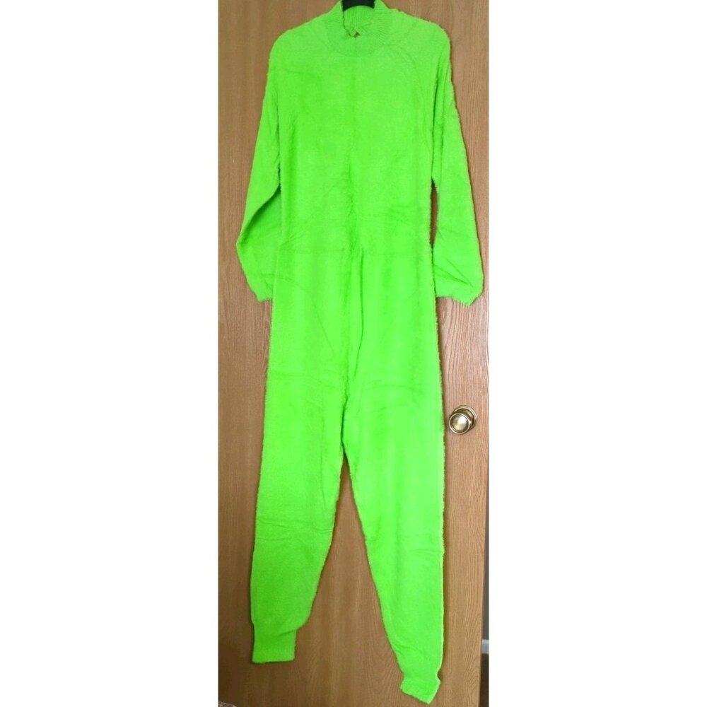 Savage X Fenty Fluff It Up Backless Catsuit Green Fuzzy Soft Jumpsuit 3X New